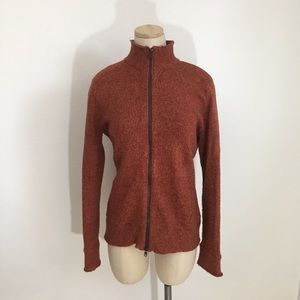 REI Orange Full Zip Knit Sweater